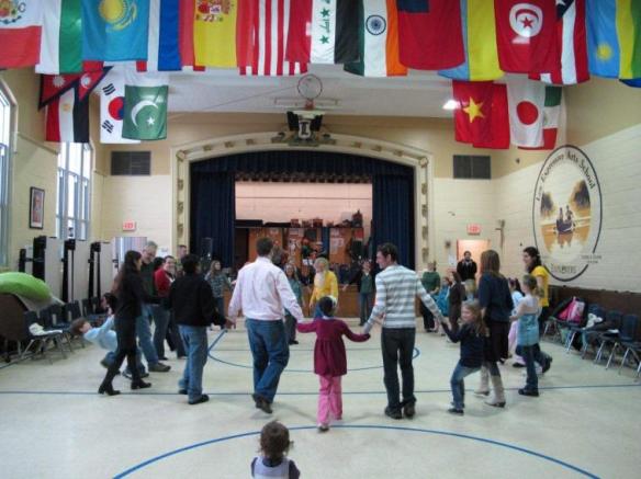 Photo of children's traditional circle dance.